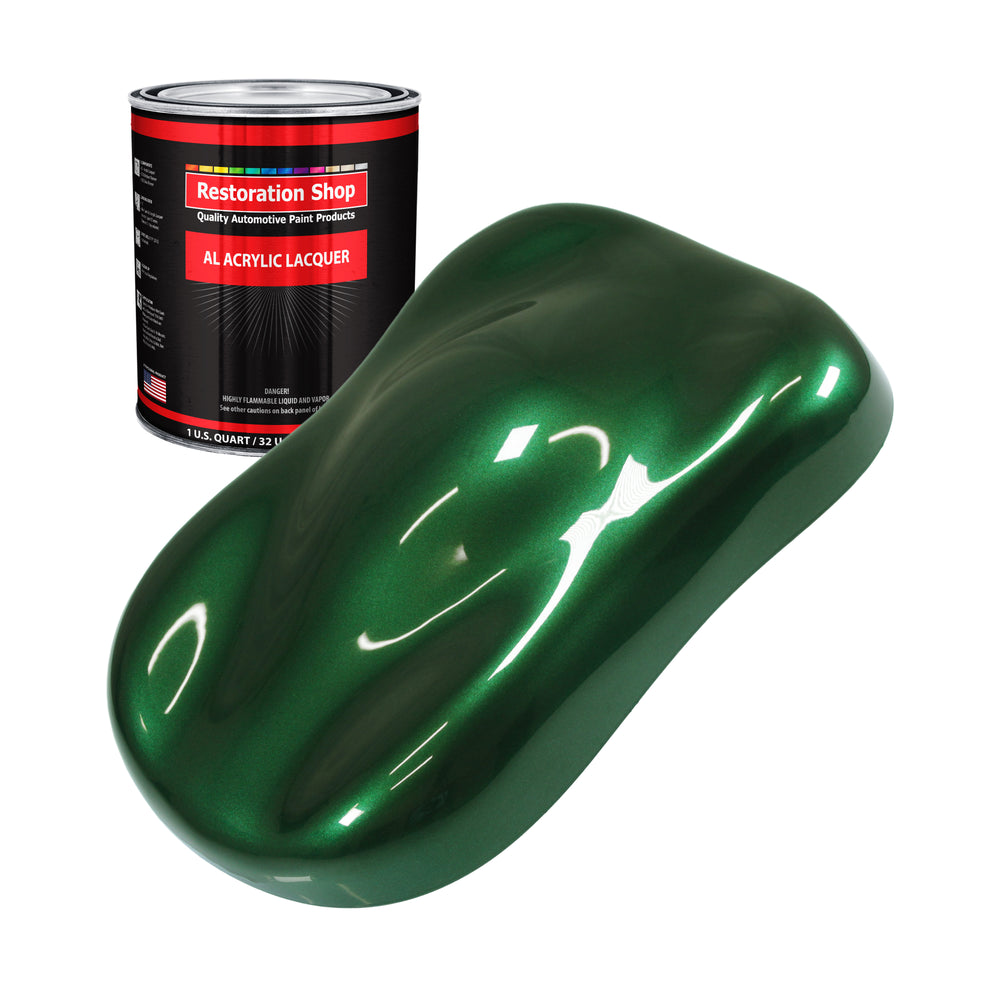 British Racing Green Metallic - Acrylic Lacquer Auto Paint - Quart Paint Color Only - Professional Gloss Automotive Car Truck Guitar Refinish Coating