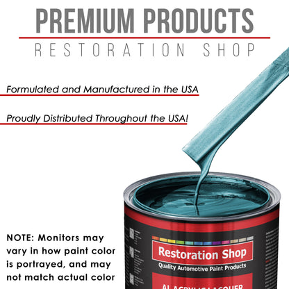 Teal Green Metallic - Acrylic Lacquer Auto Paint - Complete Quart Paint Kit with Medium Thinner - Pro Automotive Car Truck Guitar Refinish Coating