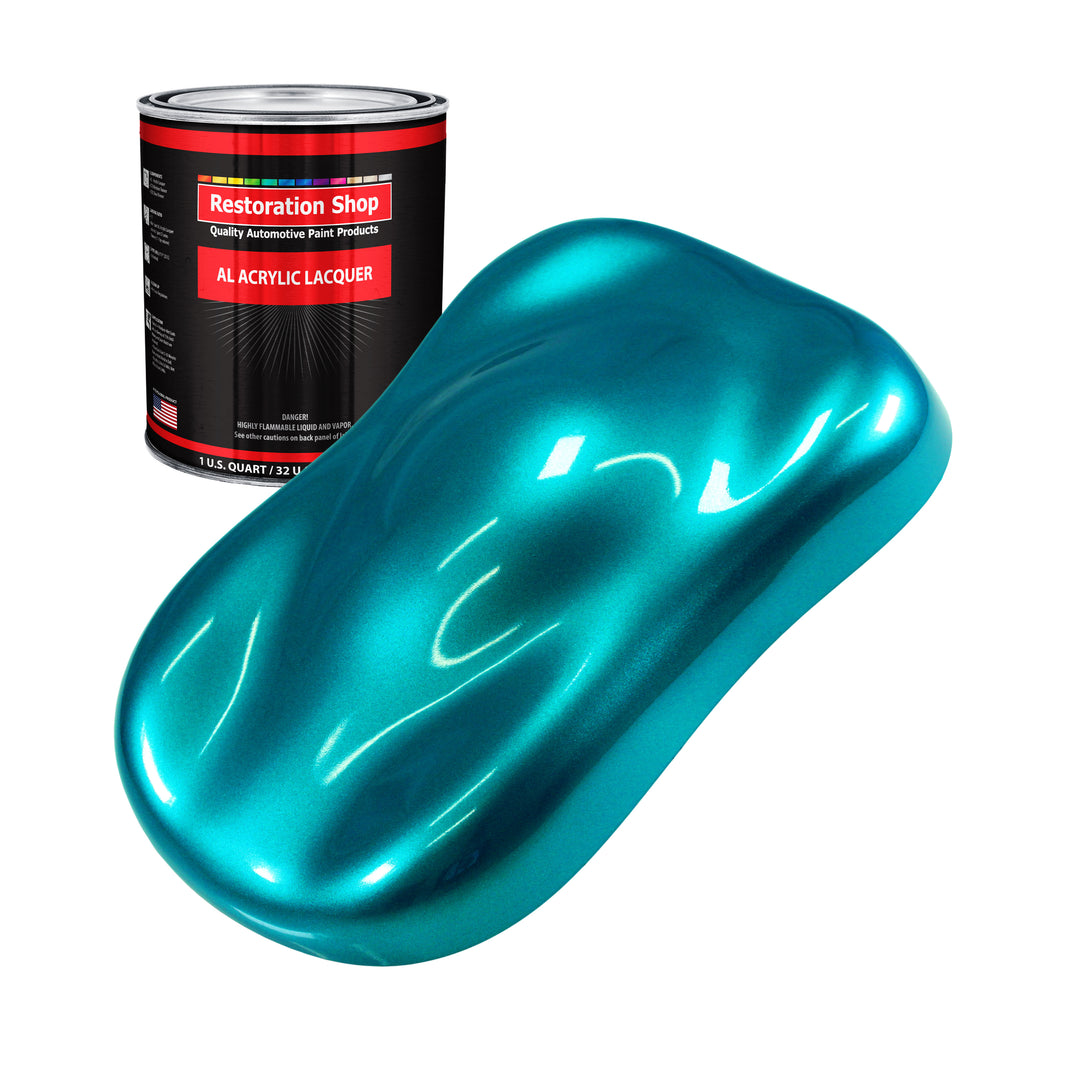 Teal Green Metallic - Acrylic Lacquer Auto Paint - Quart Paint Color Only - Professional Gloss Automotive Car Truck Guitar Furniture Refinish Coating