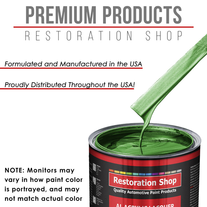 Gasser Green Metallic - Acrylic Lacquer Auto Paint - Complete Quart Paint Kit with Medium Thinner - Pro Automotive Car Truck Guitar Refinish Coating