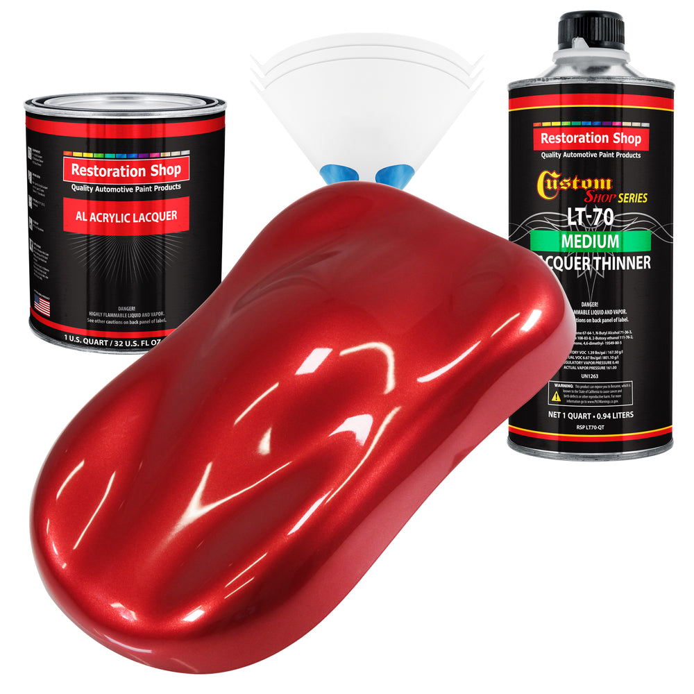 Firethorn Red Pearl - Acrylic Lacquer Auto Paint - Complete Quart Paint Kit with Medium Thinner - Pro Automotive Car Truck Guitar Refinish Coating