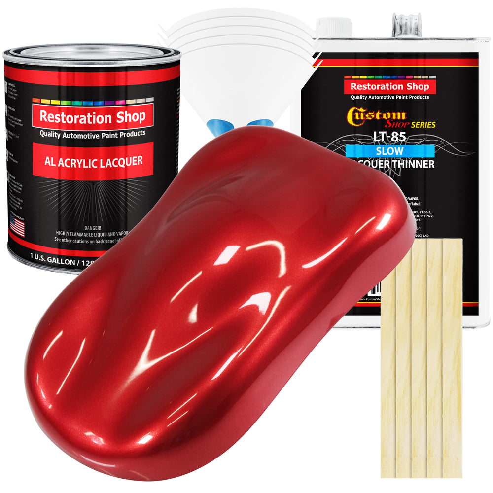 Firethorn Red Pearl - Acrylic Lacquer Auto Paint - Complete Gallon Paint Kit with Slow Dry Thinner - Pro Automotive Car Truck Guitar Refinish Coating