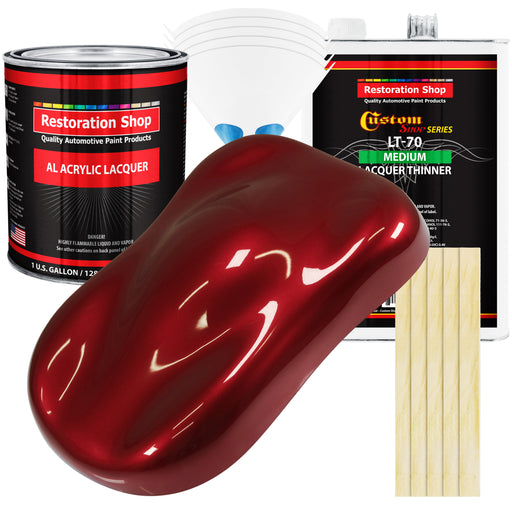 Fire Red Pearl - Acrylic Lacquer Auto Paint - Complete Gallon Paint Kit with Medium Thinner - Professional Automotive Car Truck Refinish Coating
