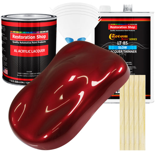 Fire Red Pearl - Acrylic Lacquer Auto Paint - Complete Gallon Paint Kit with Slow Dry Thinner - Professional Automotive Car Truck Refinish Coating