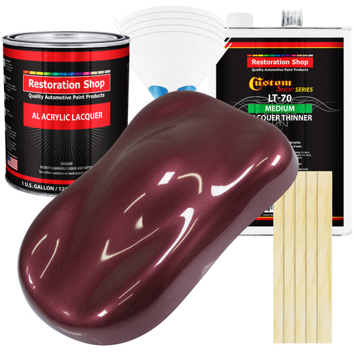 Vintage Burgundy Metallic - Acrylic Lacquer Auto Paint - Complete Gallon Paint Kit with Medium Thinner - Pro Automotive Car Truck Refinish Coating