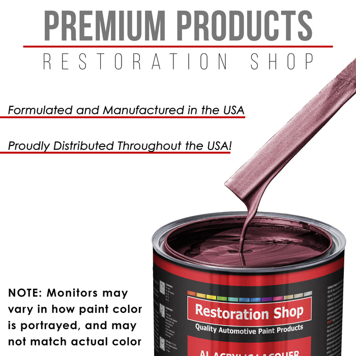 Vintage Burgundy Metallic - Acrylic Lacquer Auto Paint - Complete Quart Paint Kit with Medium Thinner - Pro Automotive Car Truck Refinish Coating