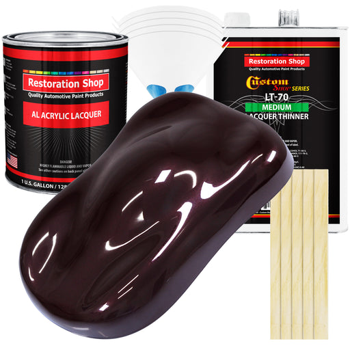 Black Cherry Pearl - Acrylic Lacquer Auto Paint - Complete Gallon Paint Kit with Medium Thinner - Professional Automotive Car Truck Refinish Coating