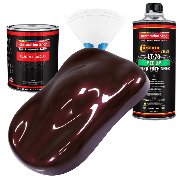 Molten Red Metallic - Acrylic Lacquer Auto Paint - Complete Quart Paint Kit with Medium Thinner - Pro Automotive Car Truck Guitar Refinish Coating