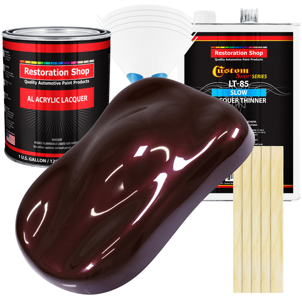 Molten Red Metallic - Acrylic Lacquer Auto Paint - Complete Gallon Paint Kit with Slow Dry Thinner - Pro Automotive Car Truck Guitar Refinish Coating