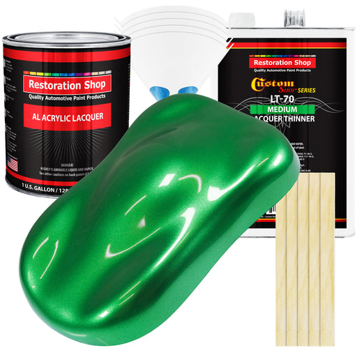 Firemist Green - Acrylic Lacquer Auto Paint - Complete Gallon Paint Kit with Medium Thinner - Professional Automotive Car Truck Refinish Coating