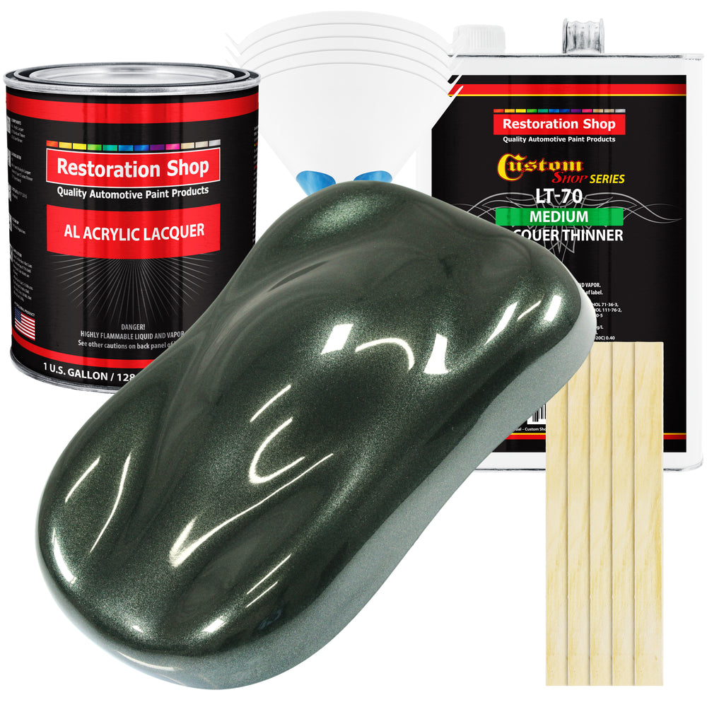Fathom Green Firemist - Acrylic Lacquer Auto Paint - Complete Gallon Paint Kit with Medium Thinner - Pro Automotive Car Truck Guitar Refinish Coating