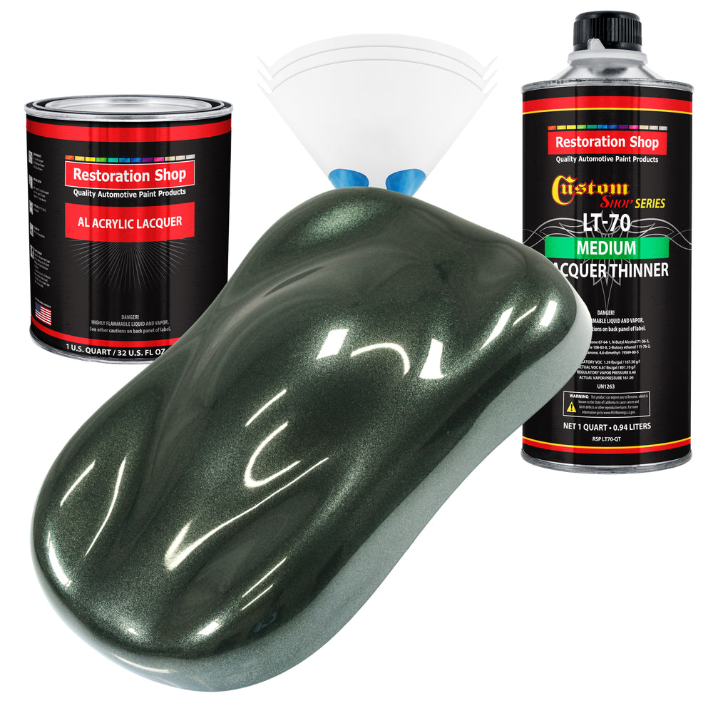 Fathom Green Firemist - Acrylic Lacquer Auto Paint - Complete Quart Paint Kit with Medium Thinner - Pro Automotive Car Truck Guitar Refinish Coating