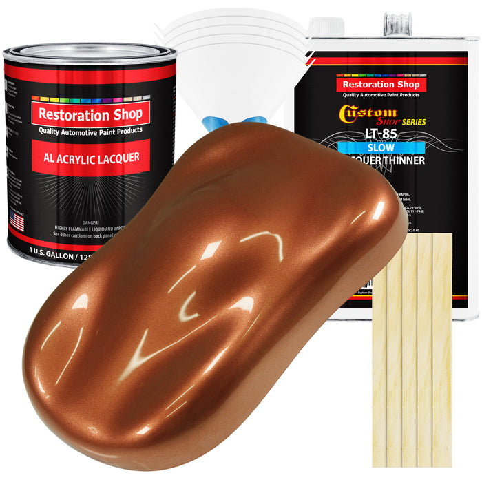 Firemist Copper - Acrylic Lacquer Auto Paint - Complete Gallon Paint Kit with Slow Dry Thinner - Professional Automotive Car Truck Refinish Coating