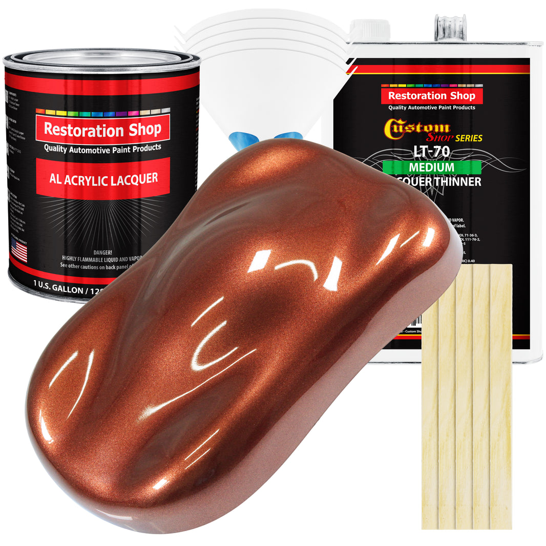 Saddle Brown Firemist - Acrylic Lacquer Auto Paint - Complete Gallon Paint Kit with Medium Thinner - Pro Automotive Car Truck Guitar Refinish Coating