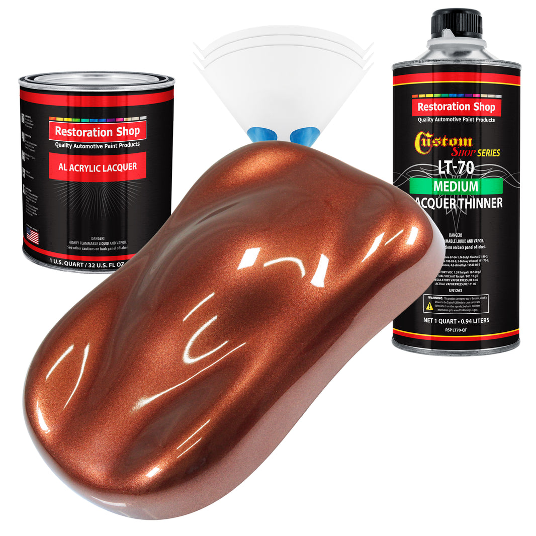 Saddle Brown Firemist - Acrylic Lacquer Auto Paint - Complete Quart Paint Kit with Medium Thinner - Pro Automotive Car Truck Guitar Refinish Coating