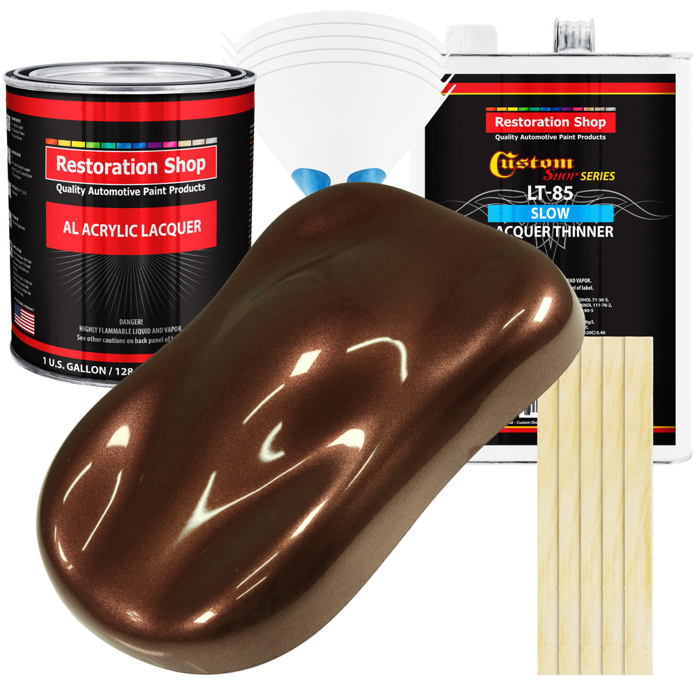 Saddle Brown Firemist - Acrylic Lacquer Auto Paint - Complete Gallon Paint Kit with Slow Dry Thinner - Pro Automotive Car Truck Refinish Coating