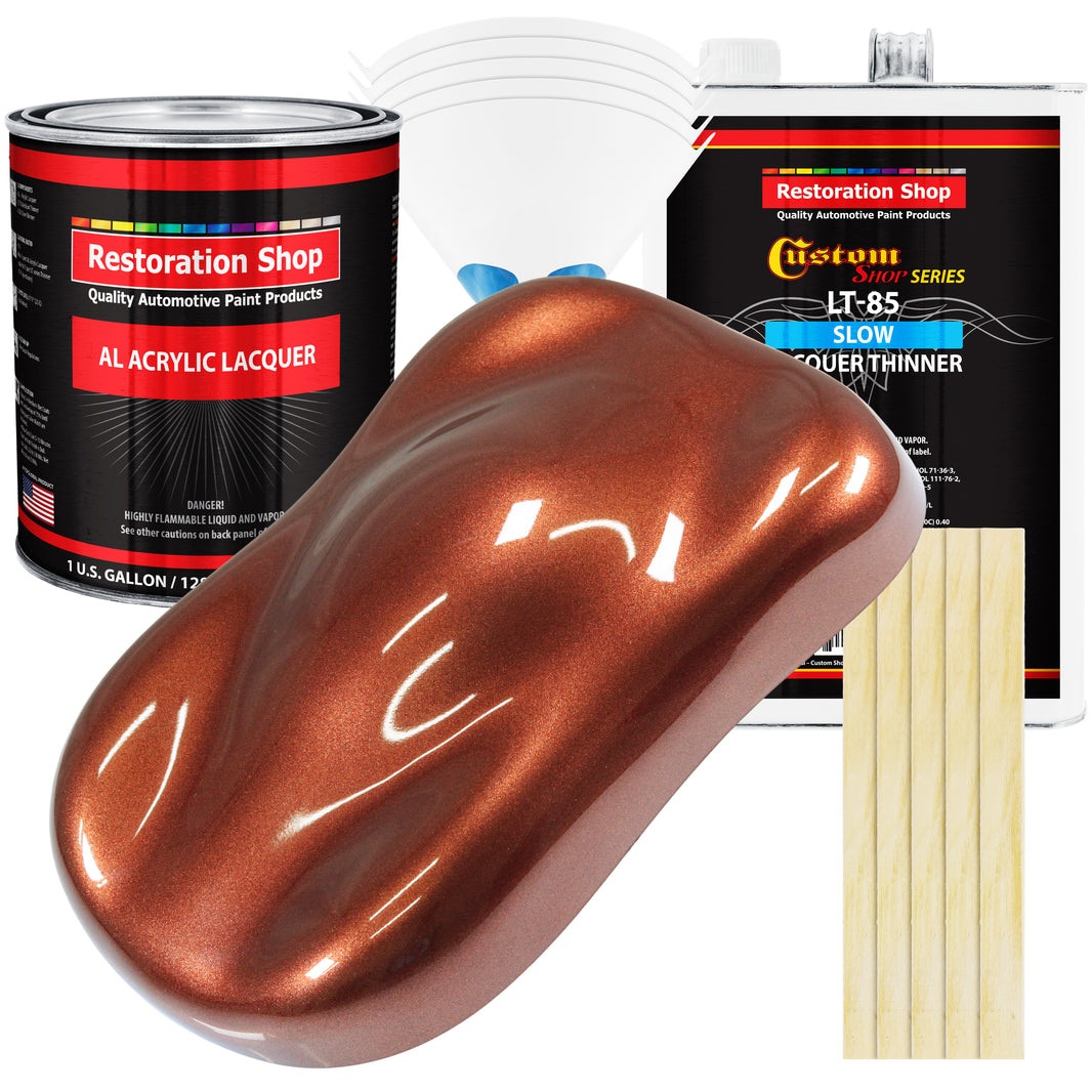 Saddle Brown Firemist - Acrylic Lacquer Auto Paint - Complete Gallon Paint Kit with Slow Dry Thinner - Pro Automotive Car Truck Refinish Coating