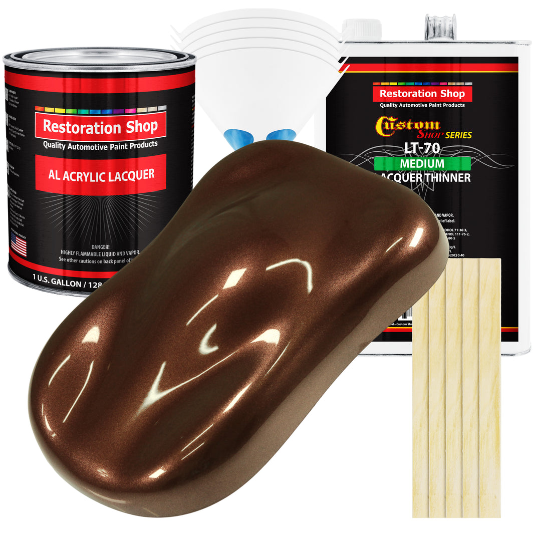 Whole Earth Brown Firemist - Acrylic Lacquer Auto Paint - Complete Gallon Paint Kit with Medium Thinner - Pro Automotive Car Truck Refinish Coating