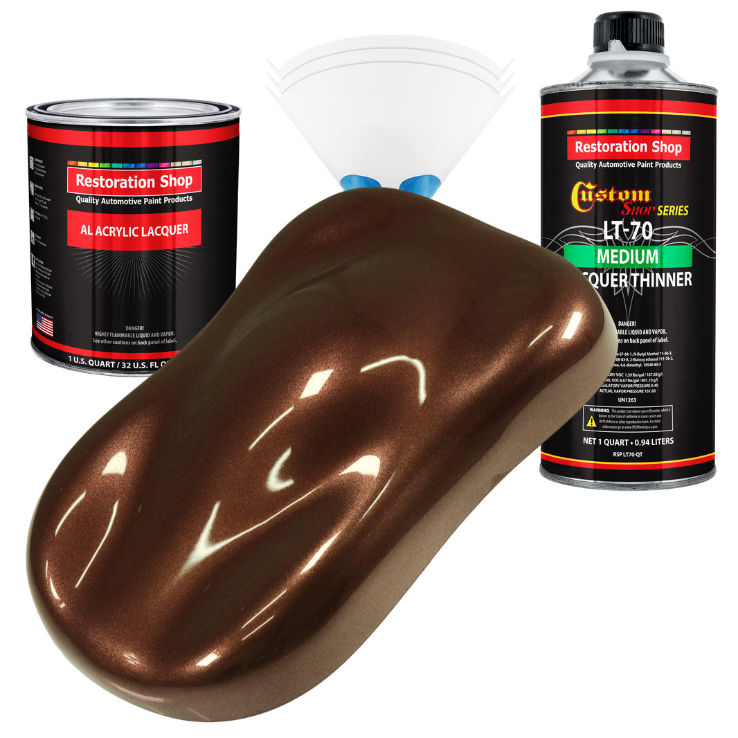 Whole Earth Brown Firemist - Acrylic Lacquer Auto Paint - Complete Quart Paint Kit with Medium Thinner - Pro Automotive Car Truck Refinish Coating