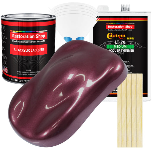 Milano Maroon Firemist - Acrylic Lacquer Auto Paint - Complete Gallon Paint Kit with Medium Thinner - Pro Automotive Car Truck Guitar Refinish Coating