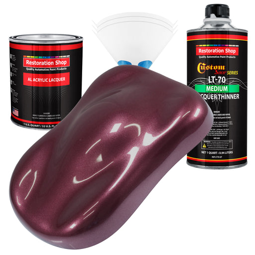 Milano Maroon Firemist - Acrylic Lacquer Auto Paint - Complete Quart Paint Kit with Medium Thinner - Pro Automotive Car Truck Guitar Refinish Coating