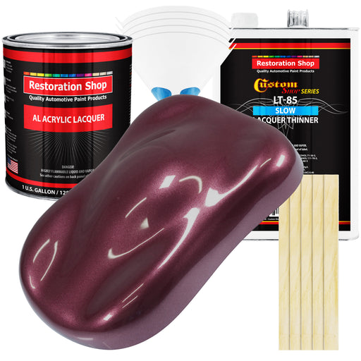 Milano Maroon Firemist - Acrylic Lacquer Auto Paint - Complete Gallon Paint Kit with Slow Dry Thinner - Pro Automotive Car Truck Refinish Coating