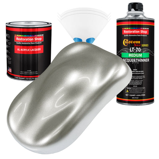 Brilliant Silver Firemist - Acrylic Lacquer Auto Paint - Complete Quart Paint Kit with Medium Thinner - Pro Automotive Car Truck Refinish Coating