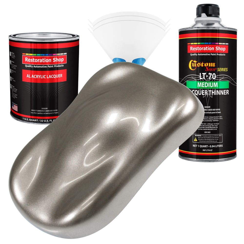 Firemist Pewter Silver - Acrylic Lacquer Auto Paint - Complete Quart Paint Kit with Medium Thinner - Pro Automotive Car Truck Guitar Refinish Coating