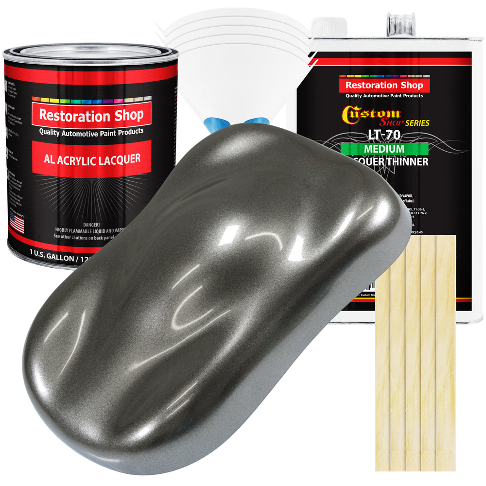 Charcoal Gray Firemist - Acrylic Lacquer Auto Paint - Complete Gallon Paint Kit with Medium Thinner - Pro Automotive Car Truck Guitar Refinish Coating