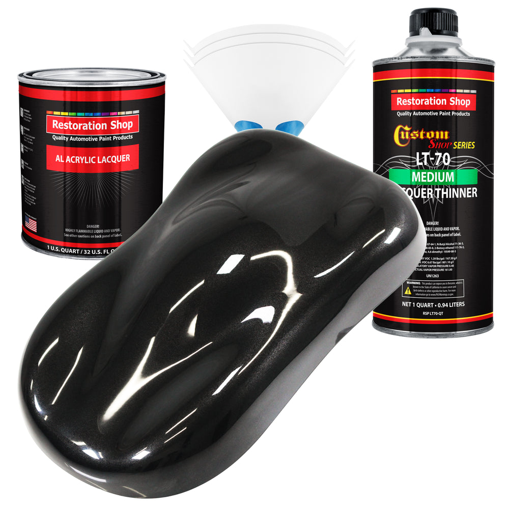 Black Diamond Firemist - Acrylic Lacquer Auto Paint - Complete Quart Paint Kit with Medium Thinner - Pro Automotive Car Truck Guitar Refinish Coating