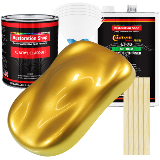 Saturn Gold Firemist - Acrylic Lacquer Auto Paint - Complete Gallon Paint Kit with Medium Thinner - Pro Automotive Car Truck Guitar Refinish Coating