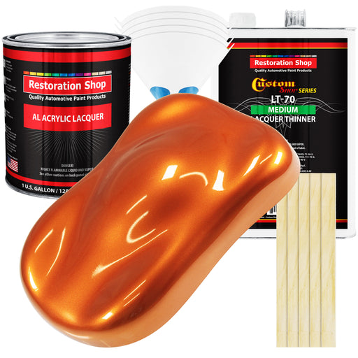 Firemist Orange - Acrylic Lacquer Auto Paint - Complete Gallon Paint Kit with Medium Thinner - Professional Automotive Car Truck Refinish Coating