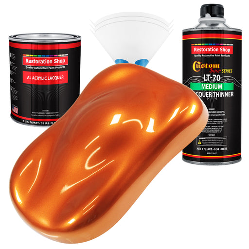 Firemist Orange - Acrylic Lacquer Auto Paint - Complete Quart Paint Kit with Medium Thinner - Professional Automotive Car Truck Refinish Coating