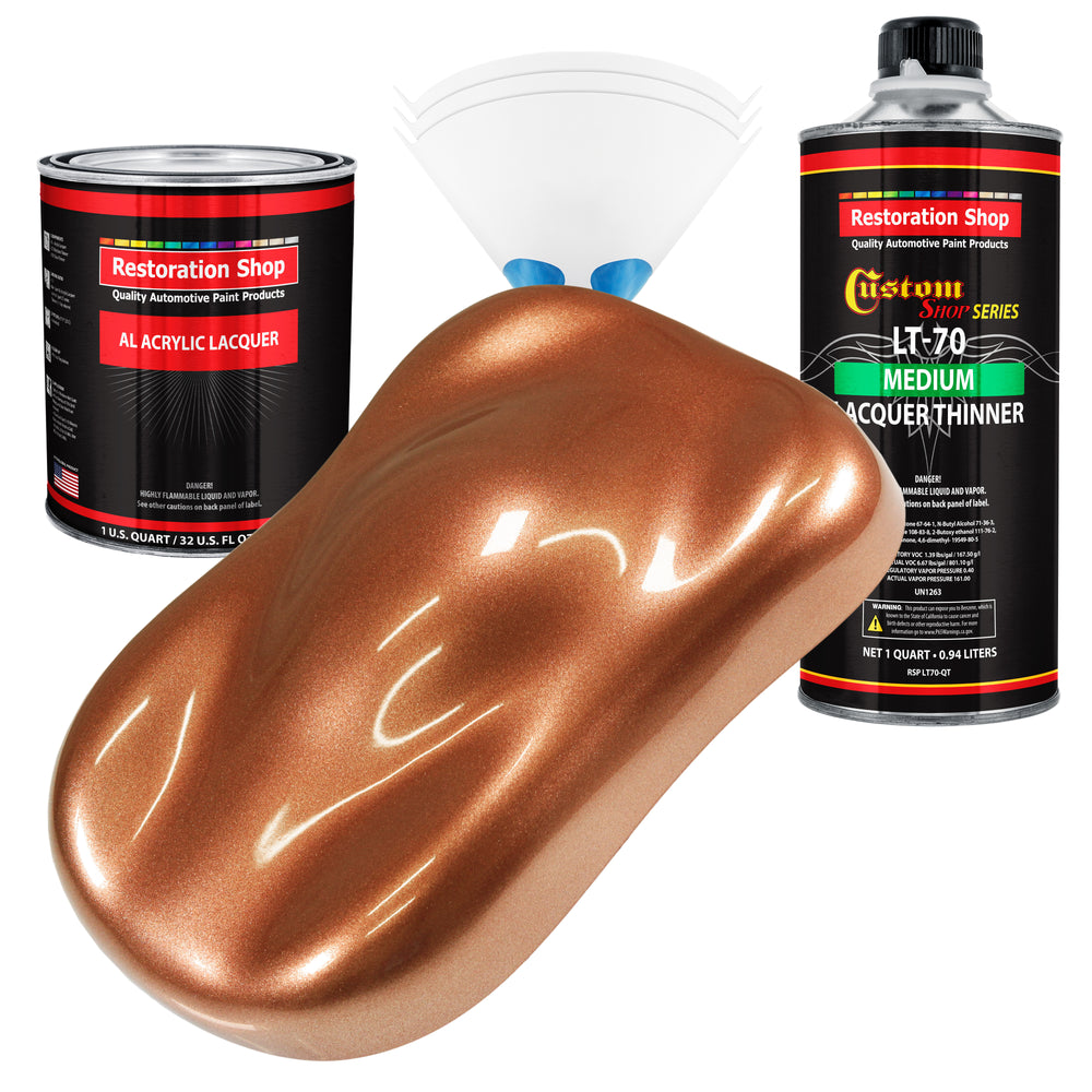 Bronze Firemist - Acrylic Lacquer Auto Paint - Complete Quart Paint Kit with Medium Thinner - Professional Automotive Car Truck Refinish Coating