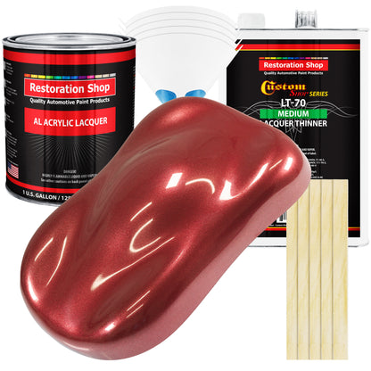 Firemist Red - Acrylic Lacquer Auto Paint - Complete Gallon Paint Kit with Medium Thinner - Professional Automotive Car Truck Guitar Refinish Coating