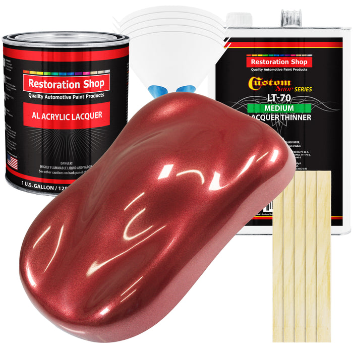 Firemist Red - Acrylic Lacquer Auto Paint - Complete Gallon Paint Kit with Medium Thinner - Professional Automotive Car Truck Guitar Refinish Coating