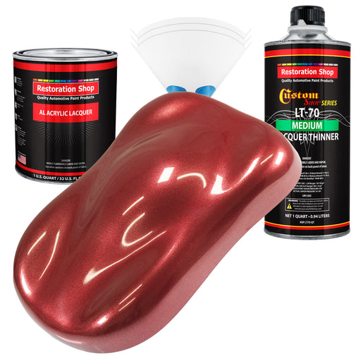 Firemist Red - Acrylic Lacquer Auto Paint - Complete Quart Paint Kit with Medium Thinner - Professional Automotive Car Truck Guitar Refinish Coating