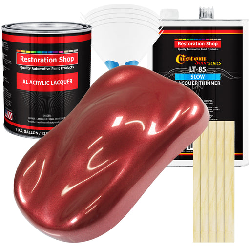 Firemist Red - Acrylic Lacquer Auto Paint - Complete Gallon Paint Kit with Slow Dry Thinner - Professional Automotive Car Truck Refinish Coating