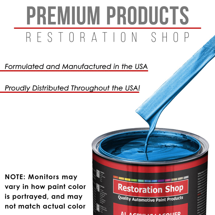 True Blue Firemist - Acrylic Lacquer Auto Paint - Complete Quart Paint Kit with Medium Thinner - Professional Automotive Car Truck Refinish Coating