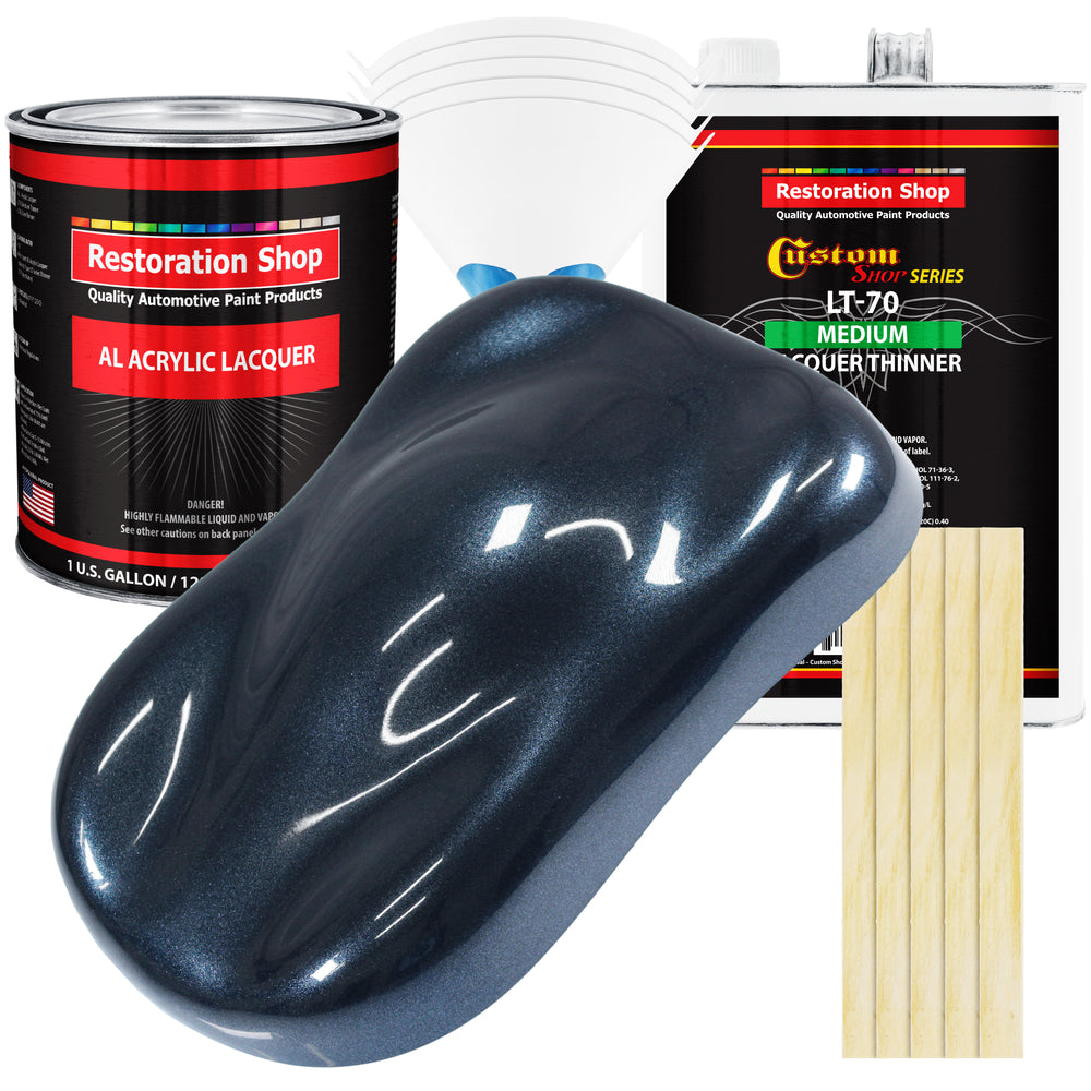 Neptune Blue Firemist - Acrylic Lacquer Auto Paint - Complete Gallon Paint Kit with Medium Thinner - Pro Automotive Car Truck Guitar Refinish Coating