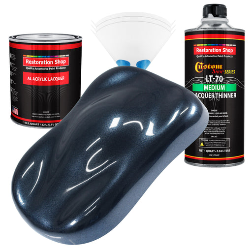 Neptune Blue Firemist - Acrylic Lacquer Auto Paint - Complete Quart Paint Kit with Medium Thinner - Pro Automotive Car Truck Guitar Refinish Coating