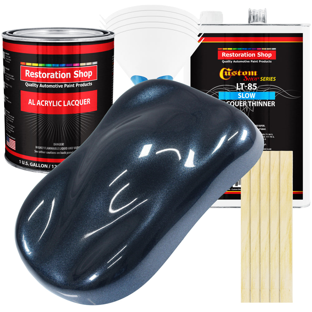 Neptune Blue Firemist - Acrylic Lacquer Auto Paint - Complete Gallon Paint Kit with Slow Dry Thinner - Pro Automotive Car Truck Refinish Coating