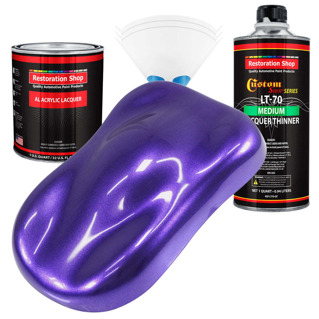 Firemist Purple - Acrylic Lacquer Auto Paint - Complete Quart Paint Kit with Medium Thinner - Professional Automotive Car Truck Refinish Coating