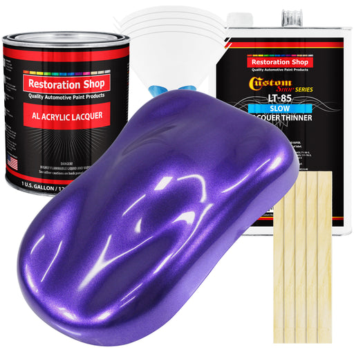 Firemist Purple - Acrylic Lacquer Auto Paint - Complete Gallon Paint Kit with Slow Dry Thinner - Professional Automotive Car Truck Refinish Coating