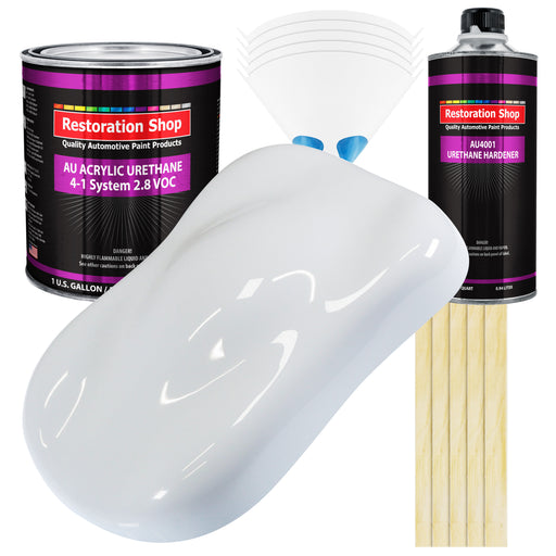 Winter White Acrylic Urethane Auto Paint - Complete Gallon Paint Kit - Professional Single Stage Automotive Car Truck Coating, 4:1 Mix Ratio 2.8 VOC