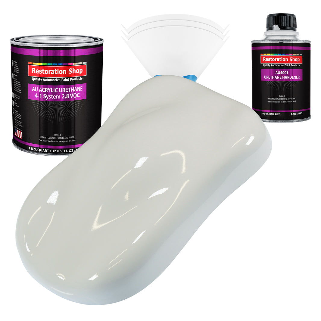 Linen White Acrylic Urethane Auto Paint (Complete Quart Paint Kit) Professional Single Stage Gloss Automotive Car Truck Coating, 4:1 Mix Ratio 2.8 VOC