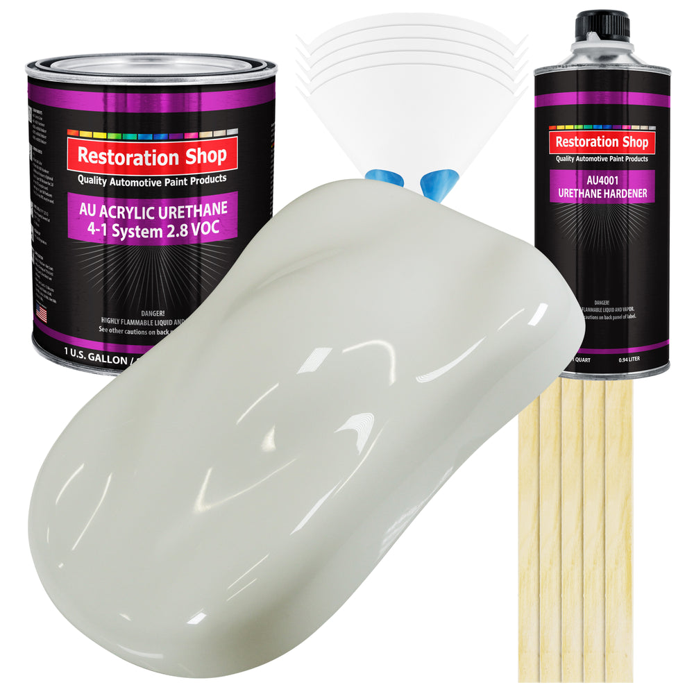 Ermine White Acrylic Urethane Auto Paint - Complete Gallon Paint Kit - Professional Single Stage Automotive Car Truck Coating, 4:1 Mix Ratio 2.8 VOC