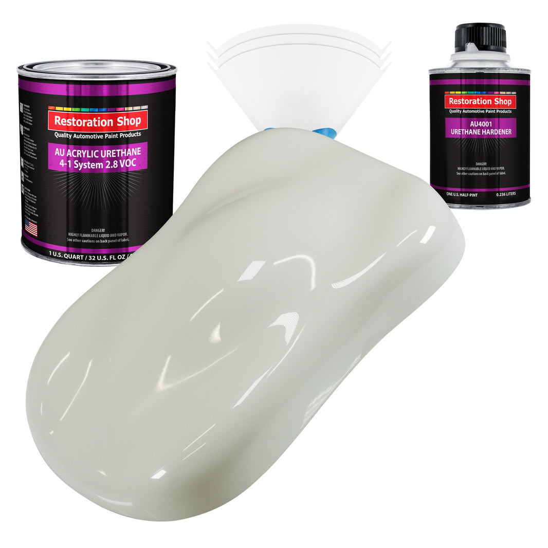 Ermine White Acrylic Urethane Auto Paint - Complete Quart Paint Kit - Professional Single Stage Automotive Car Truck Coating, 4:1 Mix Ratio 2.8 VOC