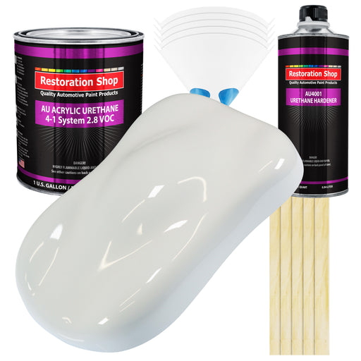 Pure White Acrylic Urethane Auto Paint (Complete Gallon Paint Kit) Professional Single Stage Gloss Automotive Car Truck Coating, 4:1 Mix Ratio 2.8 VOC