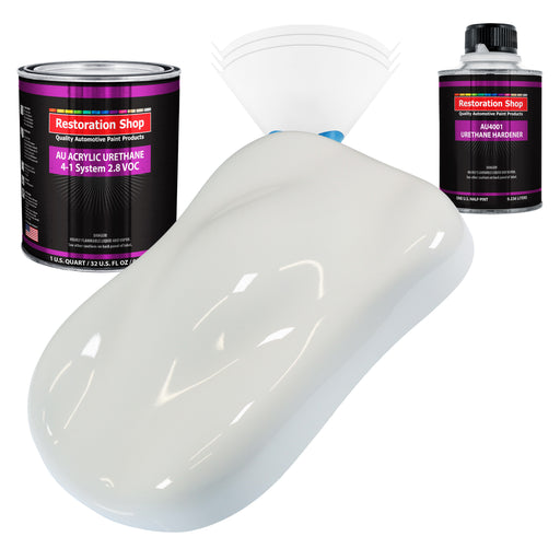 Pure White Acrylic Urethane Auto Paint - Complete Quart Paint Kit - Professional Single Stage Gloss Automotive Car Truck Coating 4:1 Mix Ratio 2.8 VOC